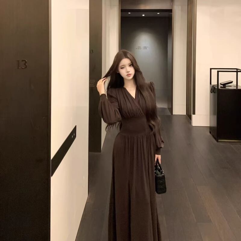 【dress】クロスネックロングワンピース Q7014