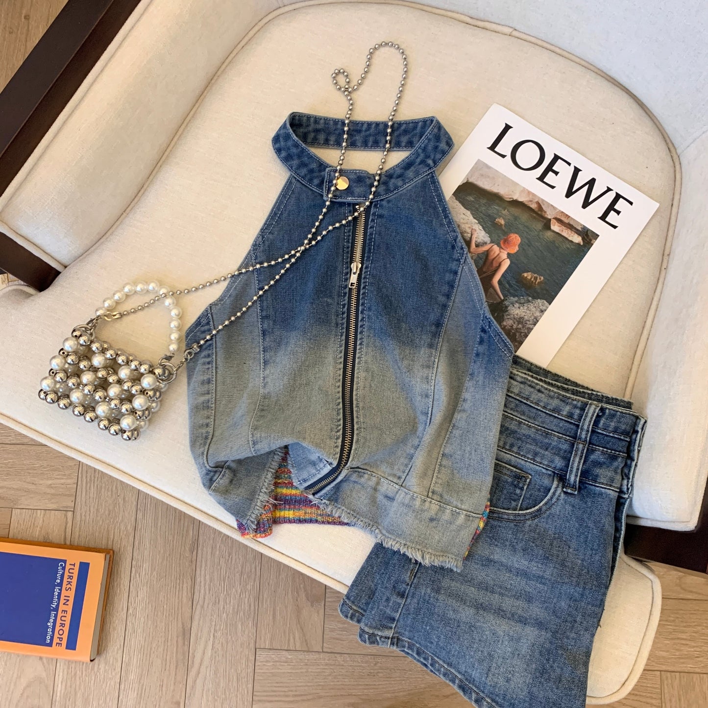 【tops】ファスナーデニムキャミソールG20350