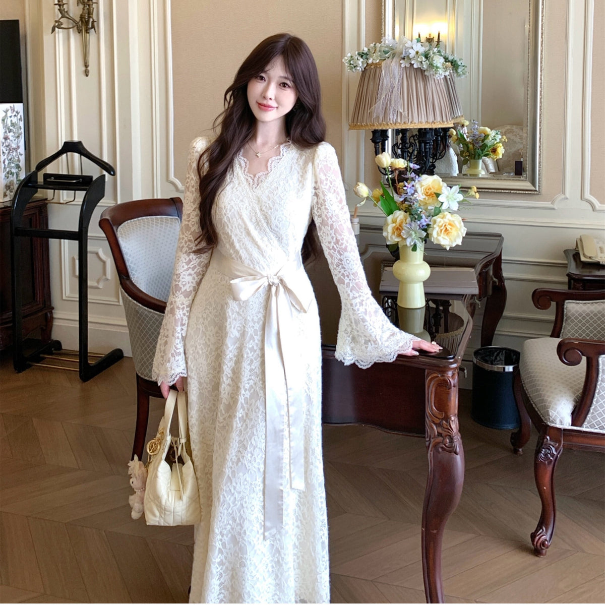 【dress】ベルスリーブレースワンピース　N3514
