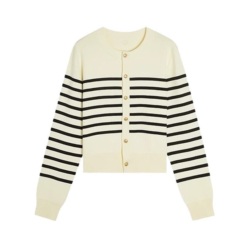 【outer】ボーダー柄ニットカーデ　M27235