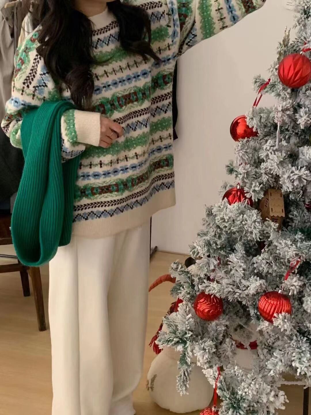 【tops】ジャカードニットセーター　M27261