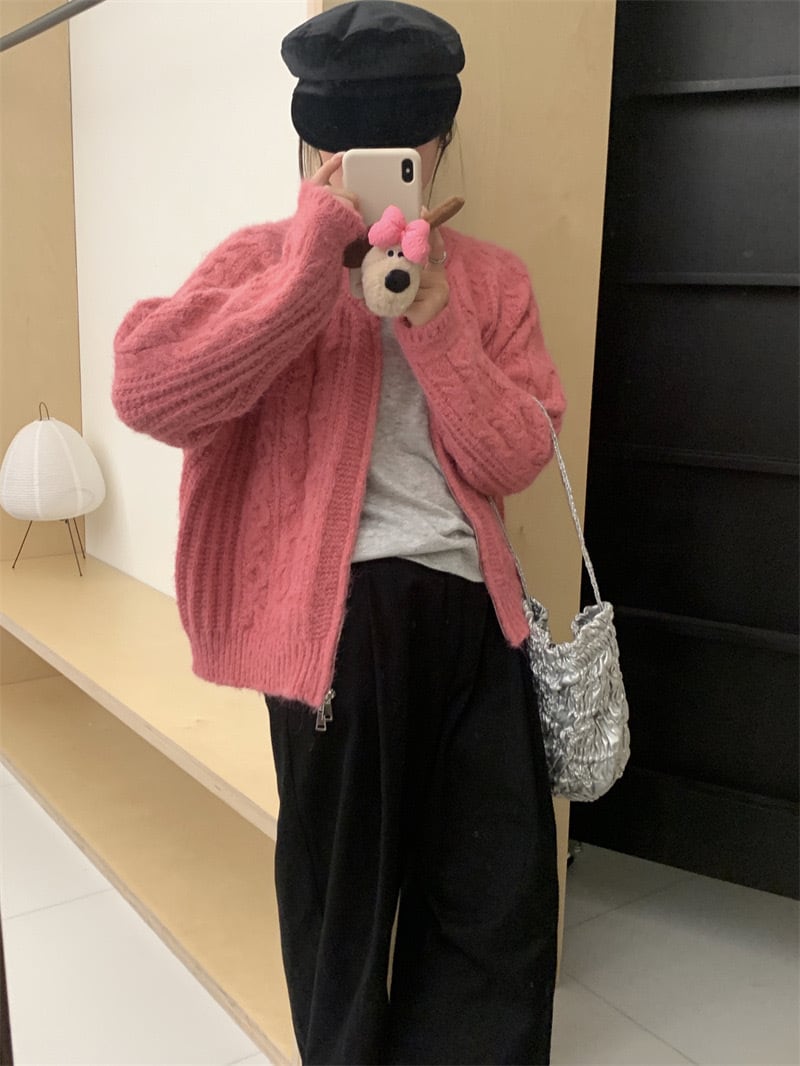 【outer】クルーネックニットカーデ　M18941