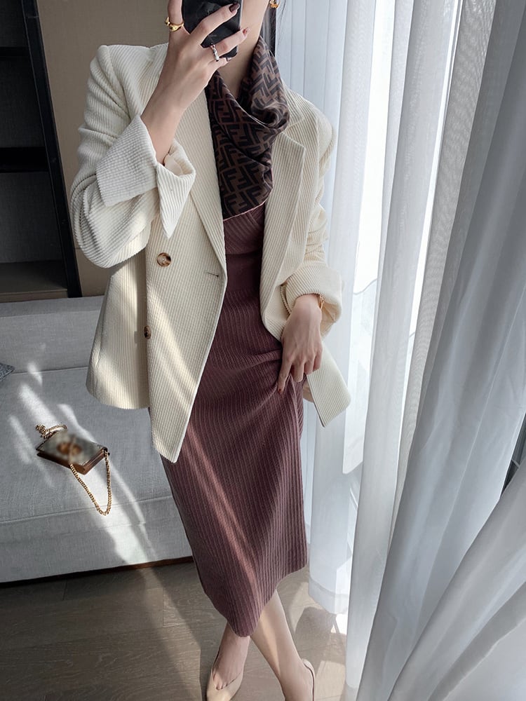 【dress】好感度UP韓国ファッション秋冬新作Vネック長袖無地体型カバーニットワンピースF1158