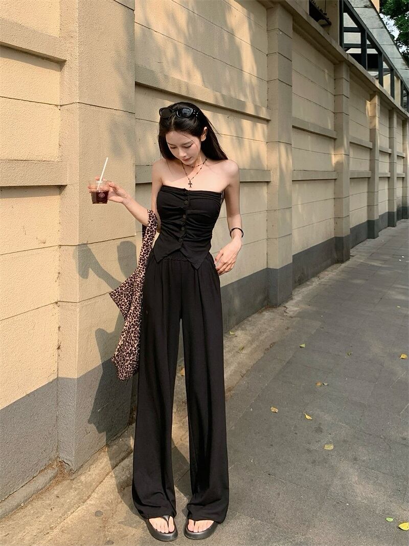 【set】ベアトップ+カジュアルパンツ２点セットG21035