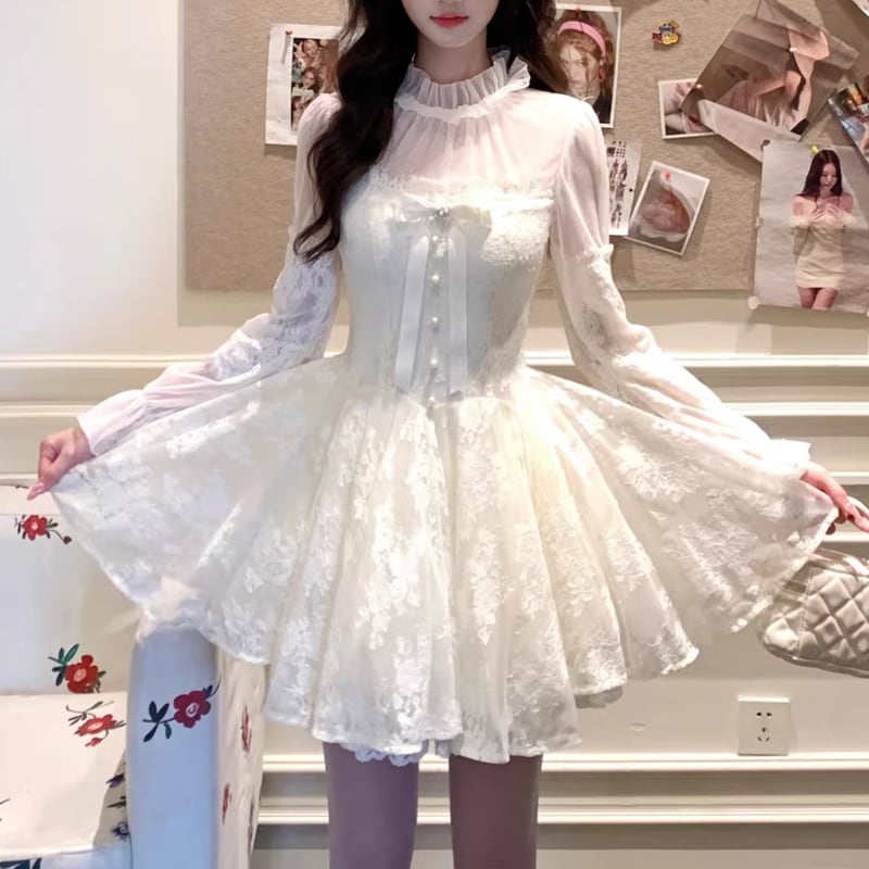 【dress】フレアレースワンピース Q7800