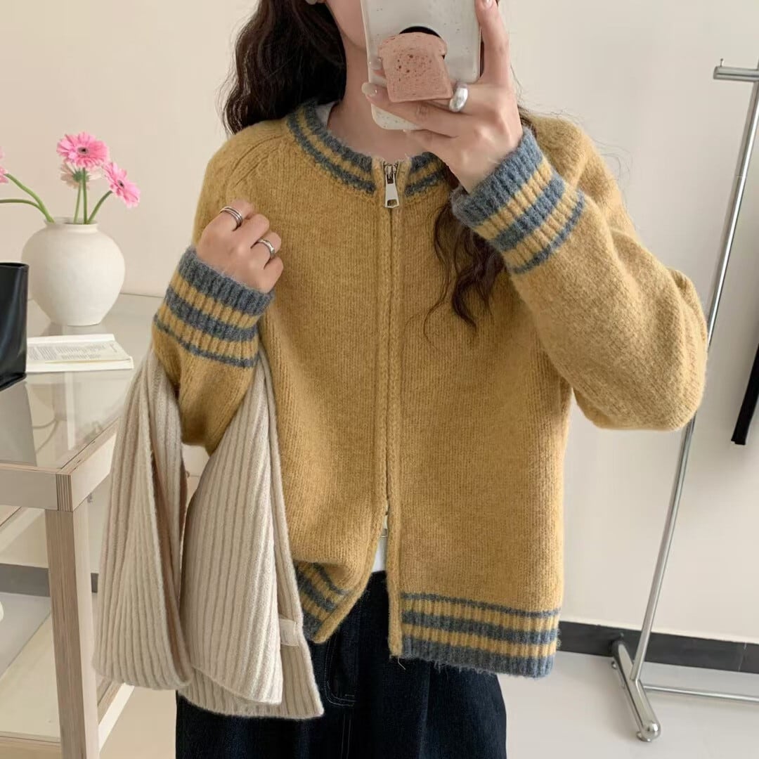 【outer】ファスナーニットカーデ　M28558