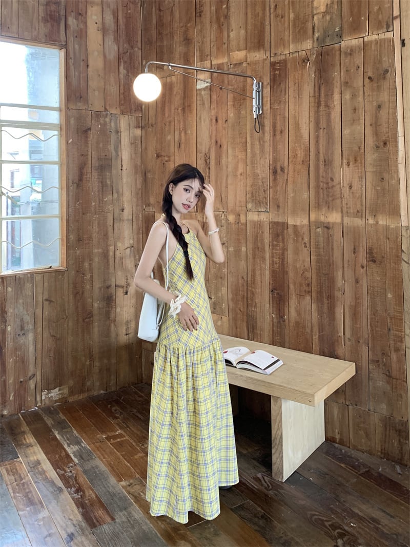 【dress】チェック柄キャミワンピース　M24372