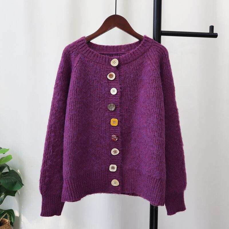 【outer】ボタンデザインニットカーデ　M28537