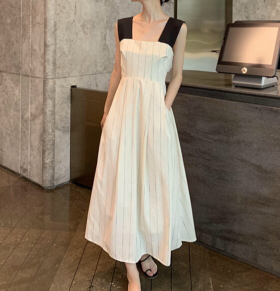 【dress】好感度UP!気質満点セクシースウィート切り替え無地キャミワンピース G0458