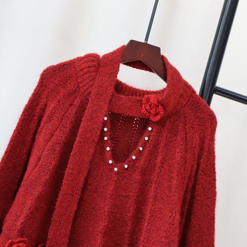 【tops】立体フラワーニットセーター　M28517