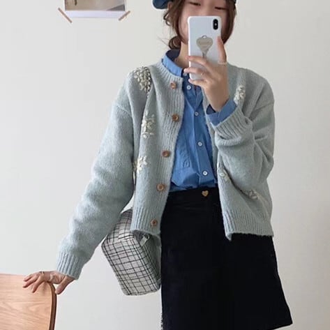 【outer】刺繍ニットカーデ　M17962