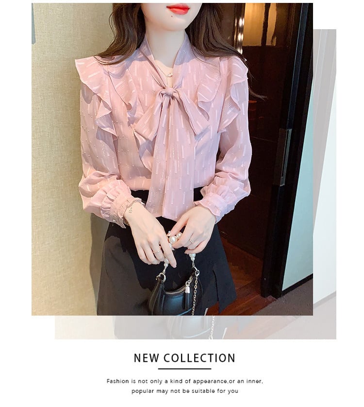 【tops】リボン付きシャツトップス　M25727
