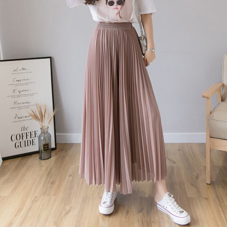 【bottoms】絶対欲しいシンプルカジュアル無地合わせやすいハイウエスト九分丈ガウチョパンツF0066