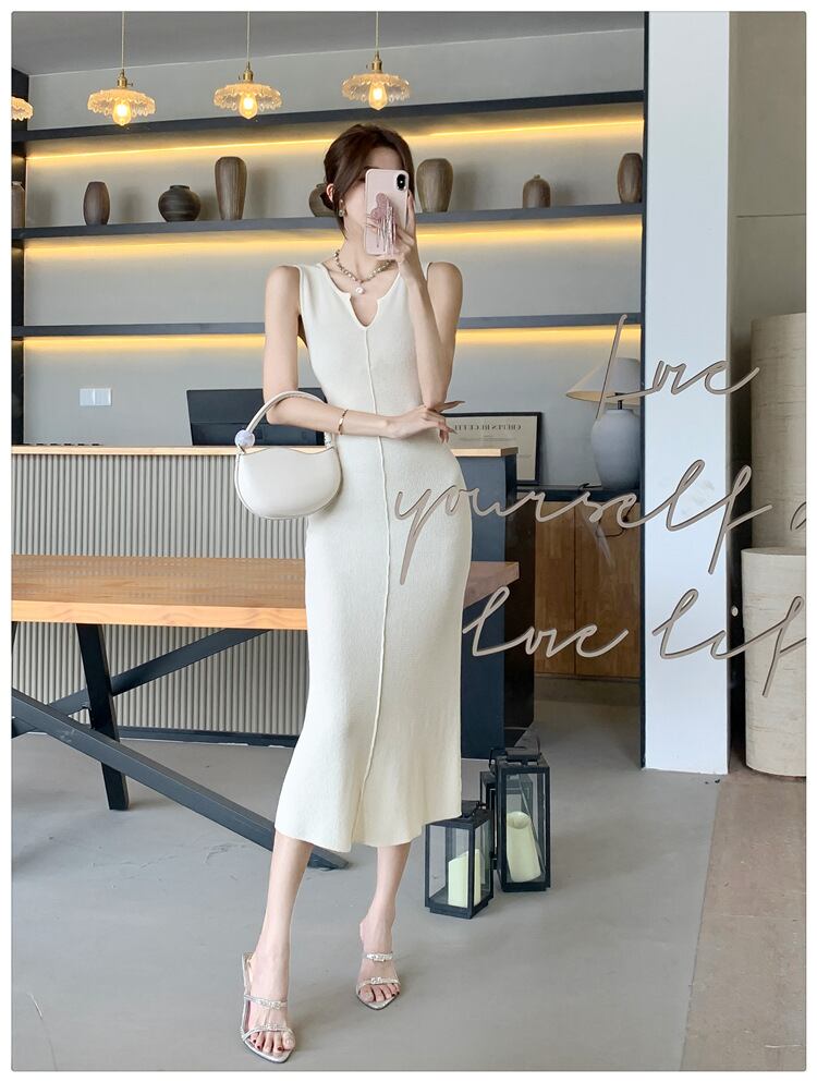 【dress】Vネックニットワンピース G20960