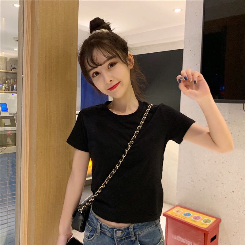 【tops】選べる5色！ラウンドネック半袖無地着回し蝶々結びTシャツ