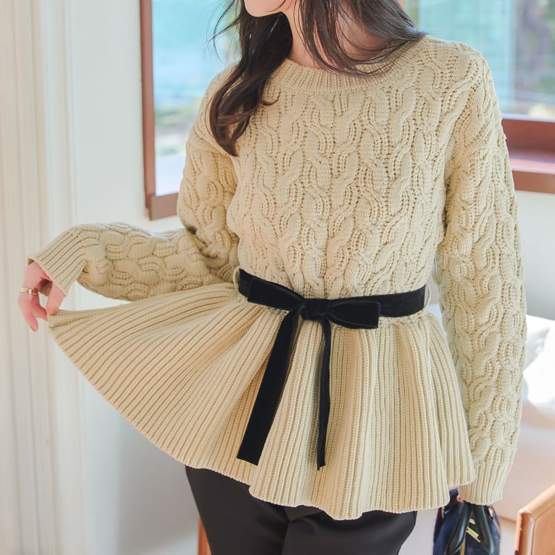 【tops】ペプラムニットセーター　M28783