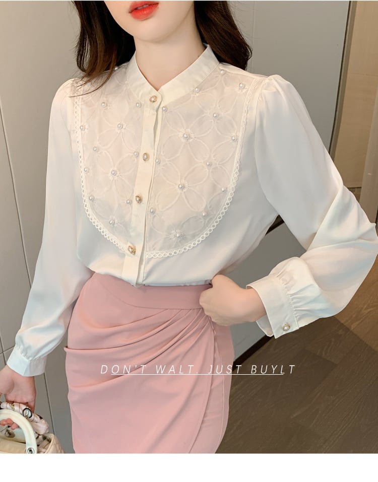 【tops】パールシャツトップス　M29377