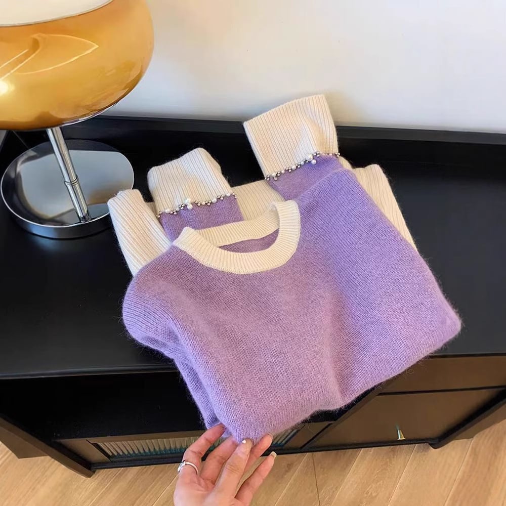 【tops】クルーネックパールニットセーター　M29190