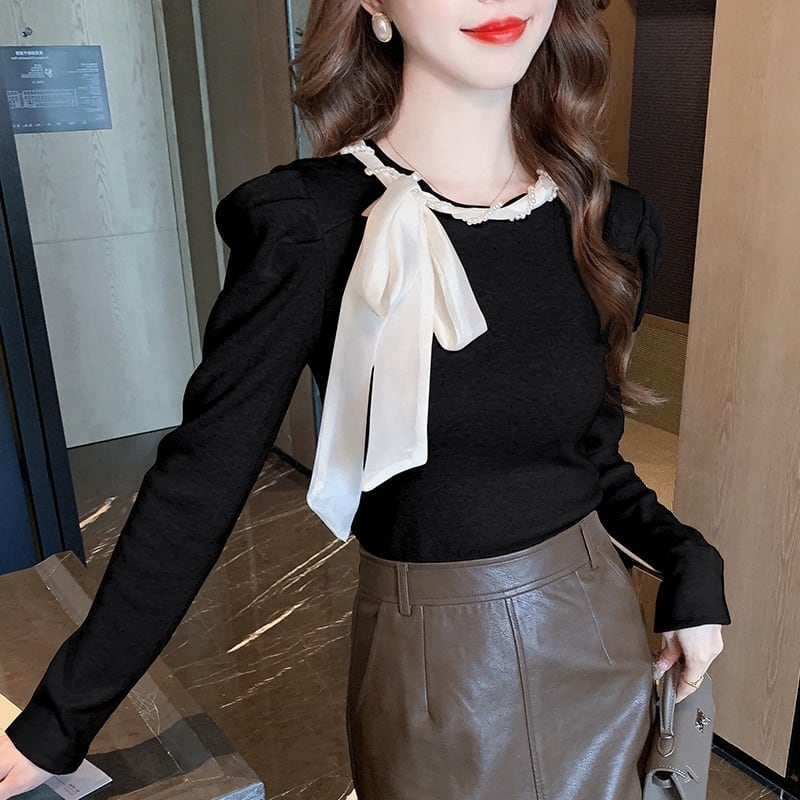 【tops】パールニットトップス　M27567