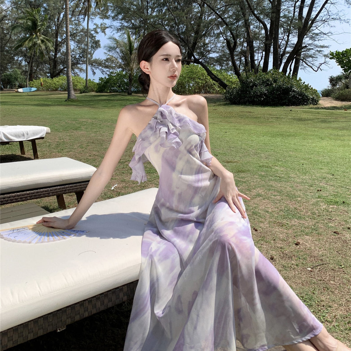 【dress】フリルプリントワンピース　M25208