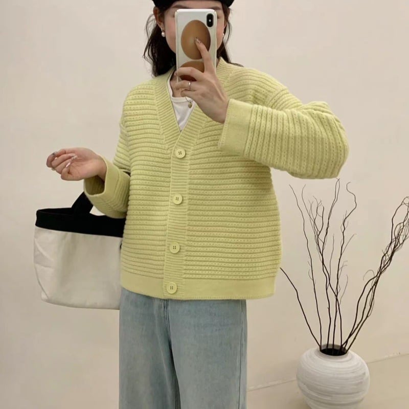 【outer】Vネックニットカーデ　M25863