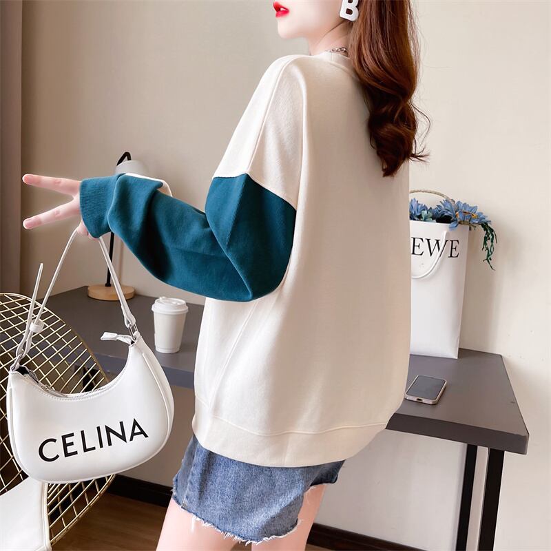 【tops】キュート長袖配色パーカーF6234