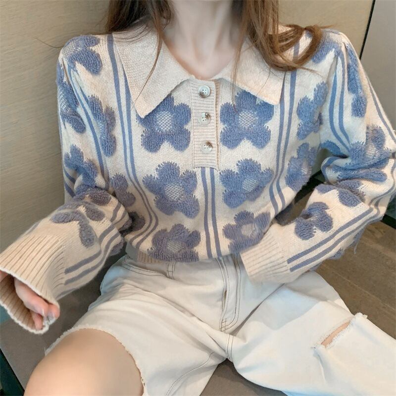 【tops】ジャカードニットセーター　M19032
