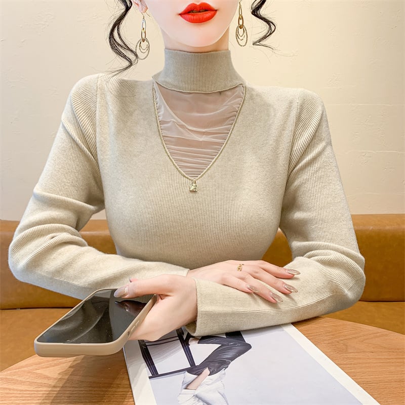 【tops】チュールドッキングニットトップス　M27626