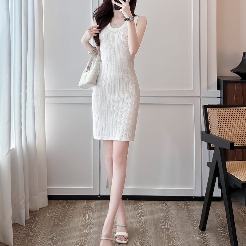 【dress】ノースリーブニットワンピース Q8488