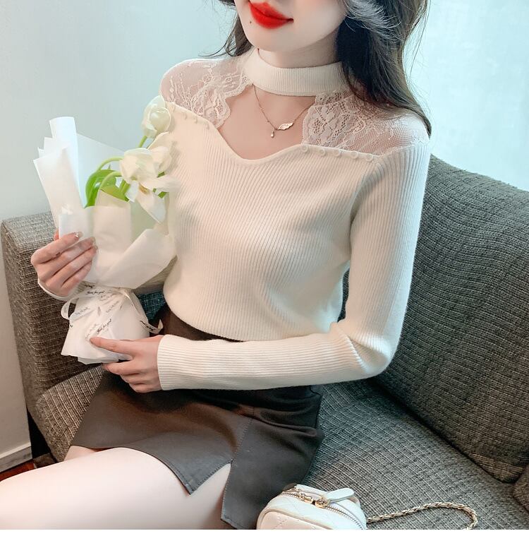 【tops】レースドッキングニットトップス　M27628