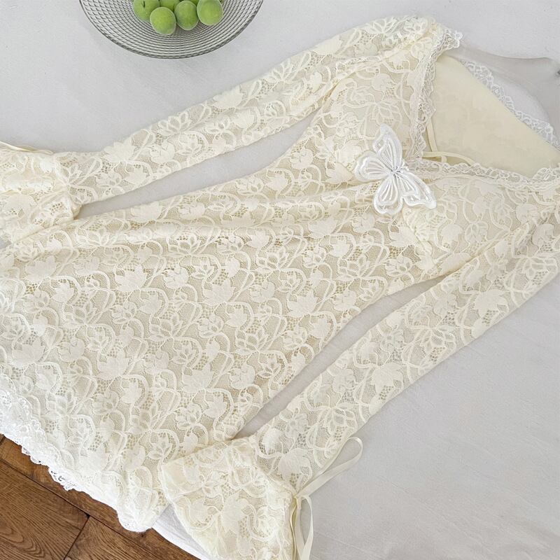 【dress】Vネックレースワンピース Q7734