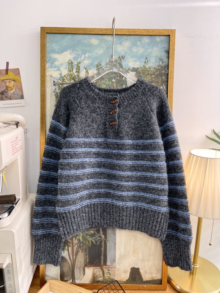 【tops】ボーダー柄ニットセーター　M28926