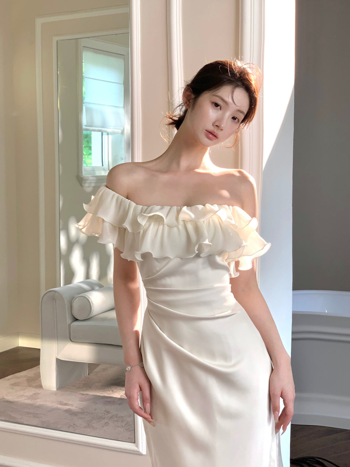 【dress】フリルマーメイドワンピース　N3155