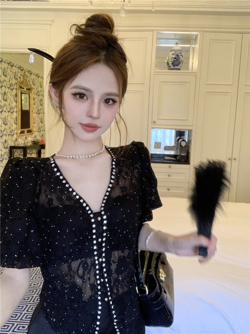 【tops】ダイヤモンドレースブラウスG21549