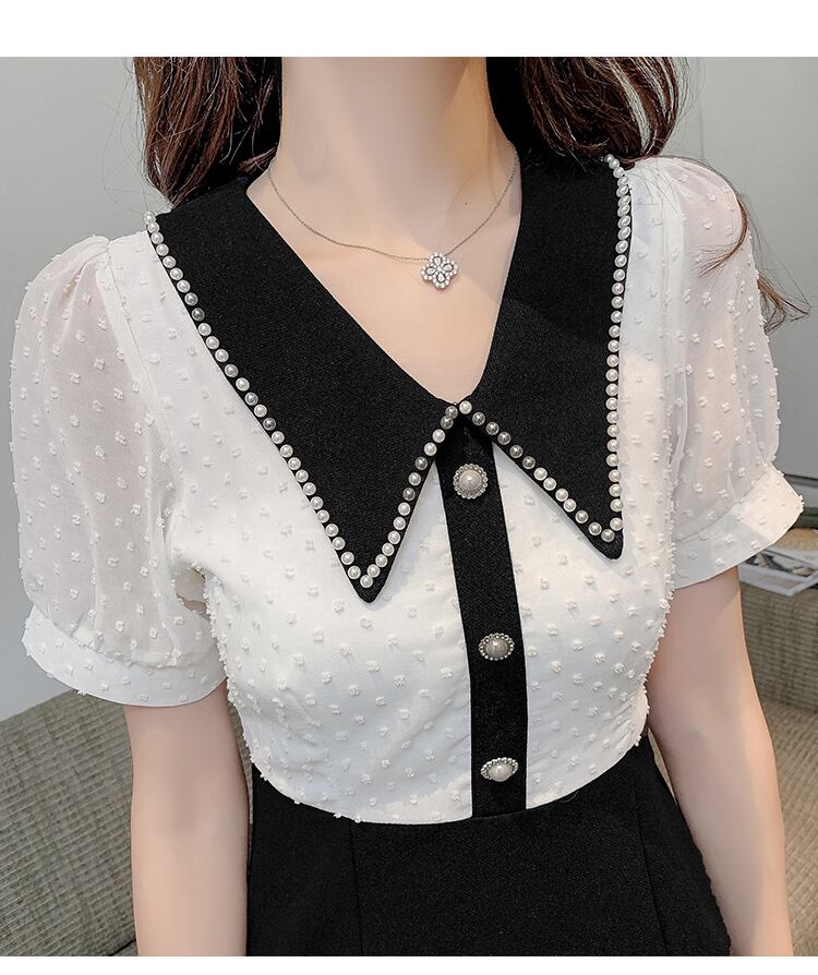 【dress】気質満点スリットマーメイドドールカラーセーターパフスリーブワンピース