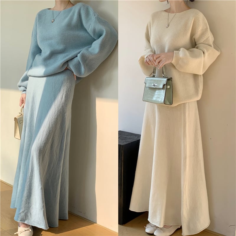 【set】ニットセーター×スカートセット　M26379