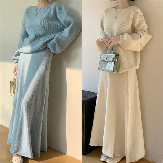 【set】ニットセーター×スカートセット　M26379