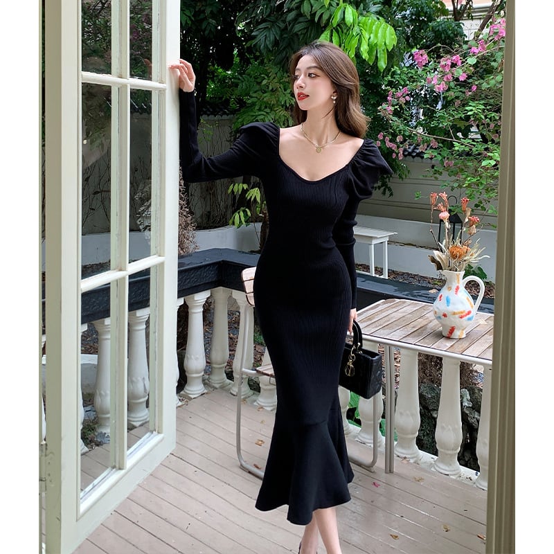 【dress】ニットマーメイドワンピース　M26967