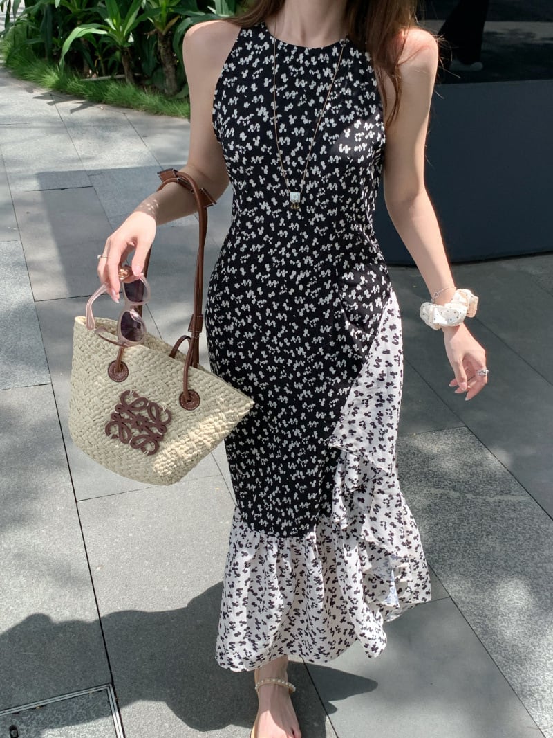 【dress】切り替え花柄ワンピース　M24343