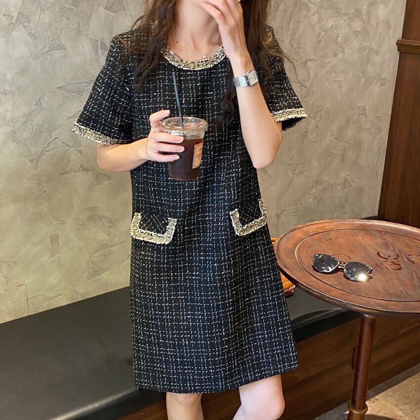 【dress】シンプル好感度UP!気質満点ラウンドネック エレガントファッションワンピース G0328