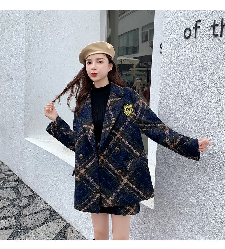 【set】ファッション!気質満点レトロオシャレスーツアウター+スカート２点セット G3586