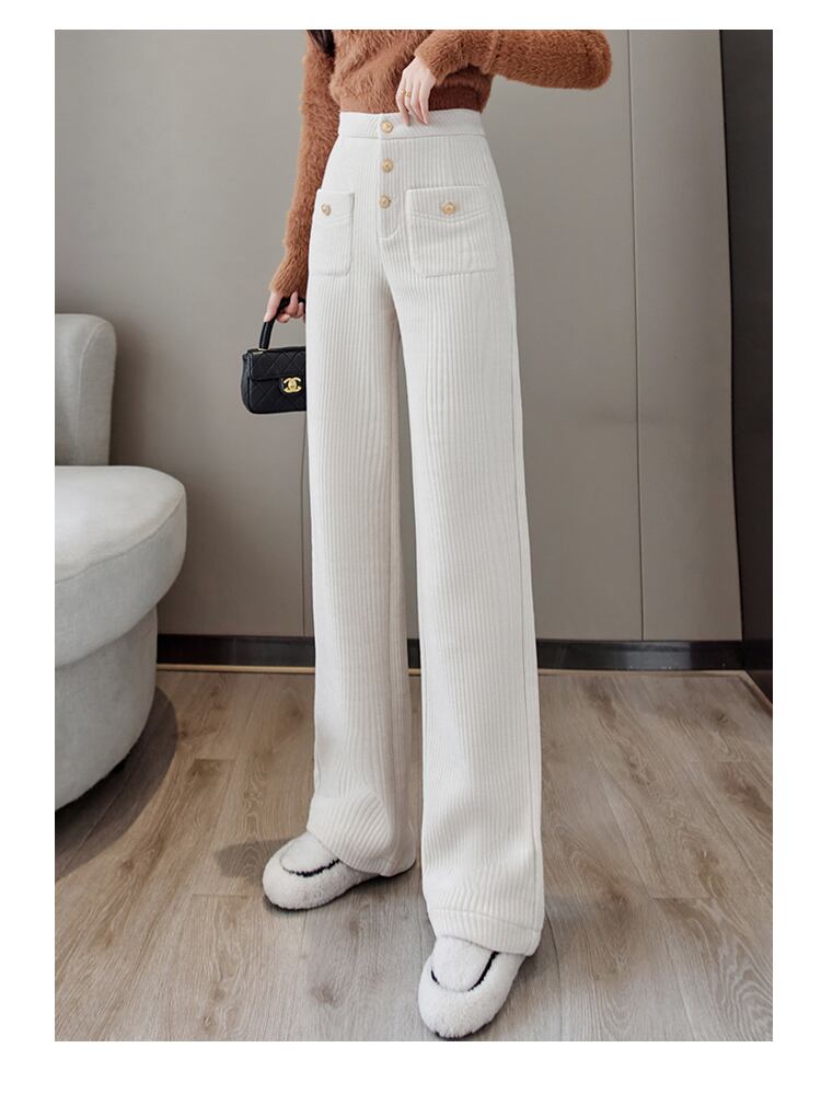 【bottoms】秋冬新作!気質満点レトロ厚手裏起毛着痩せハイウエストガウチョパンツ G4502