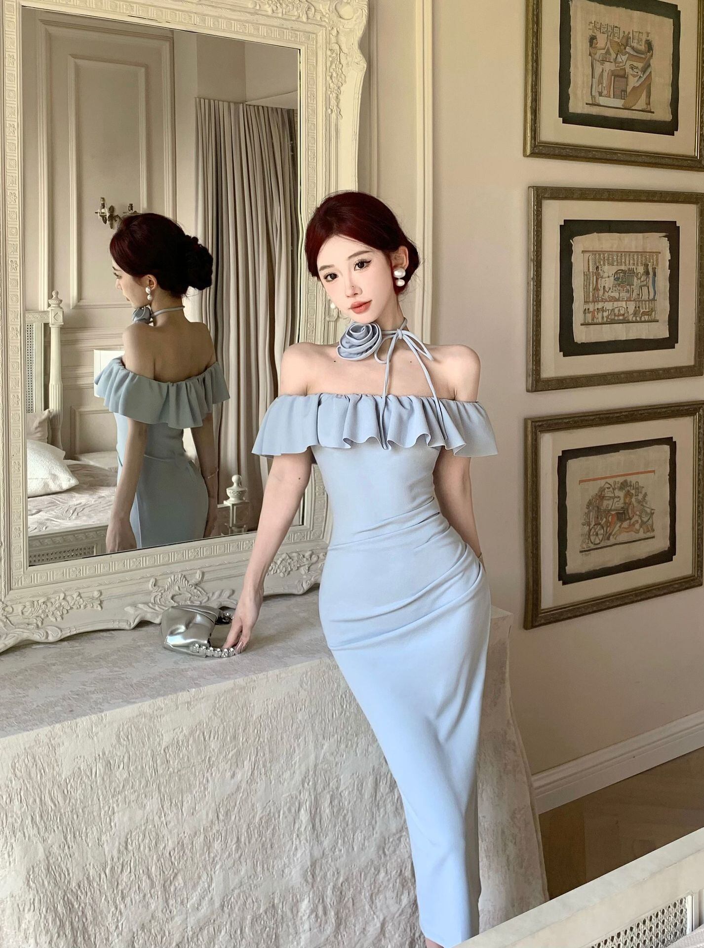 【dress】オフショルダーフリルワンピース G21120