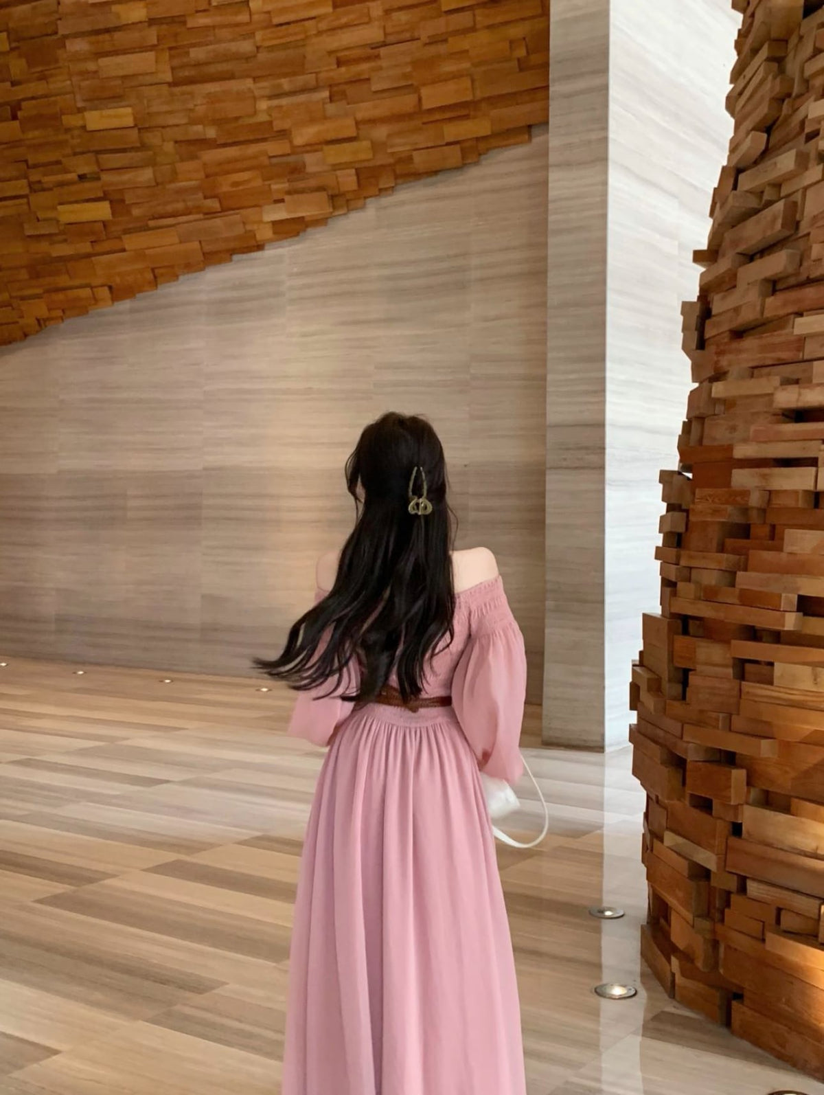 【dress】ボートネックワンピースベルト付き　M24667