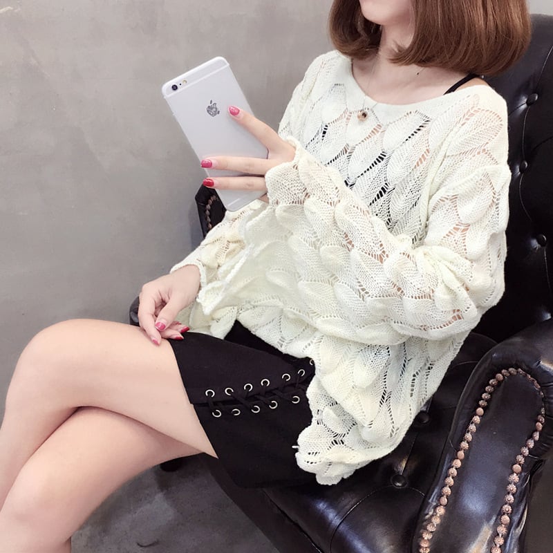 【tops】カットワークニットセーター　M18155