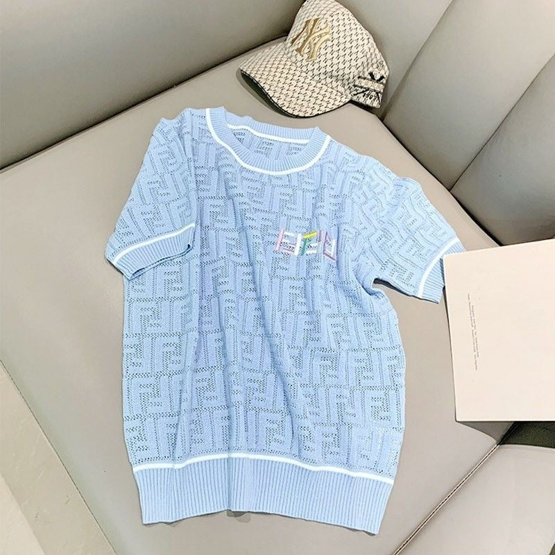 【tops】ラウンドネックニットＴシャツF7638
