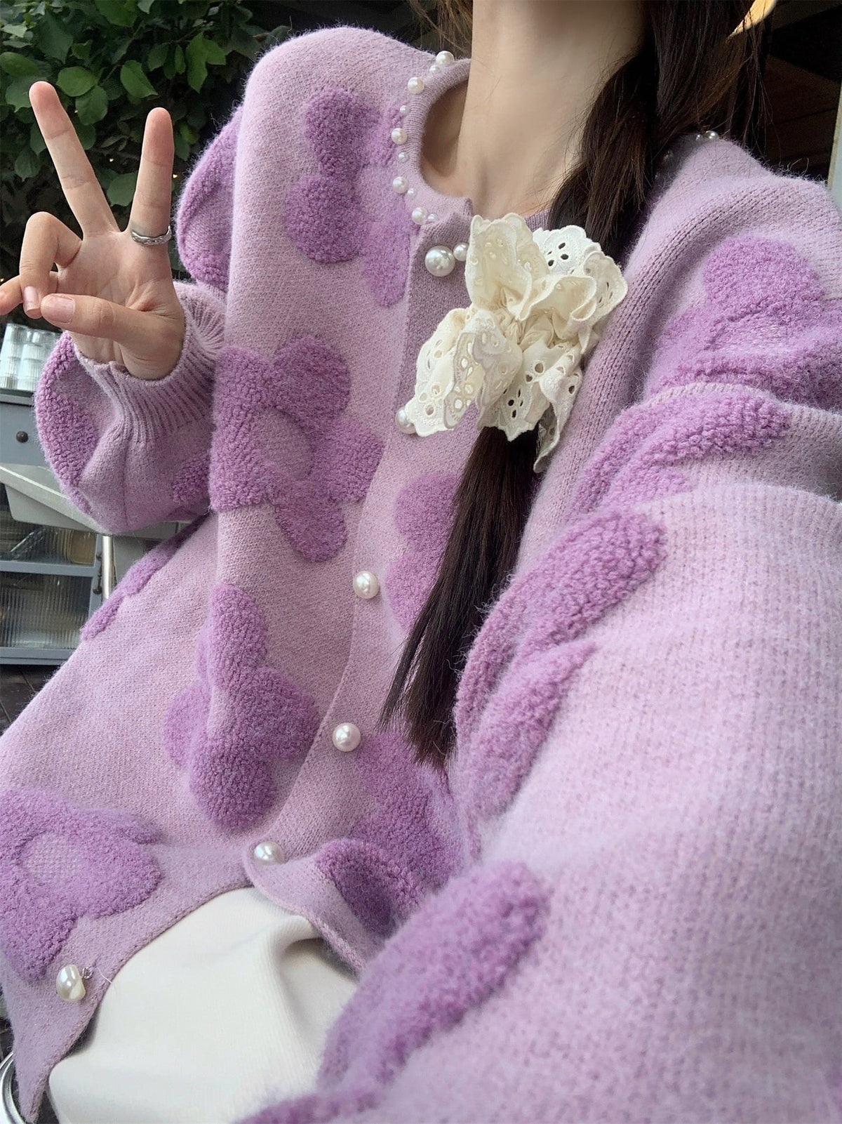 【outer】クルーネックニットカーデ　M27076