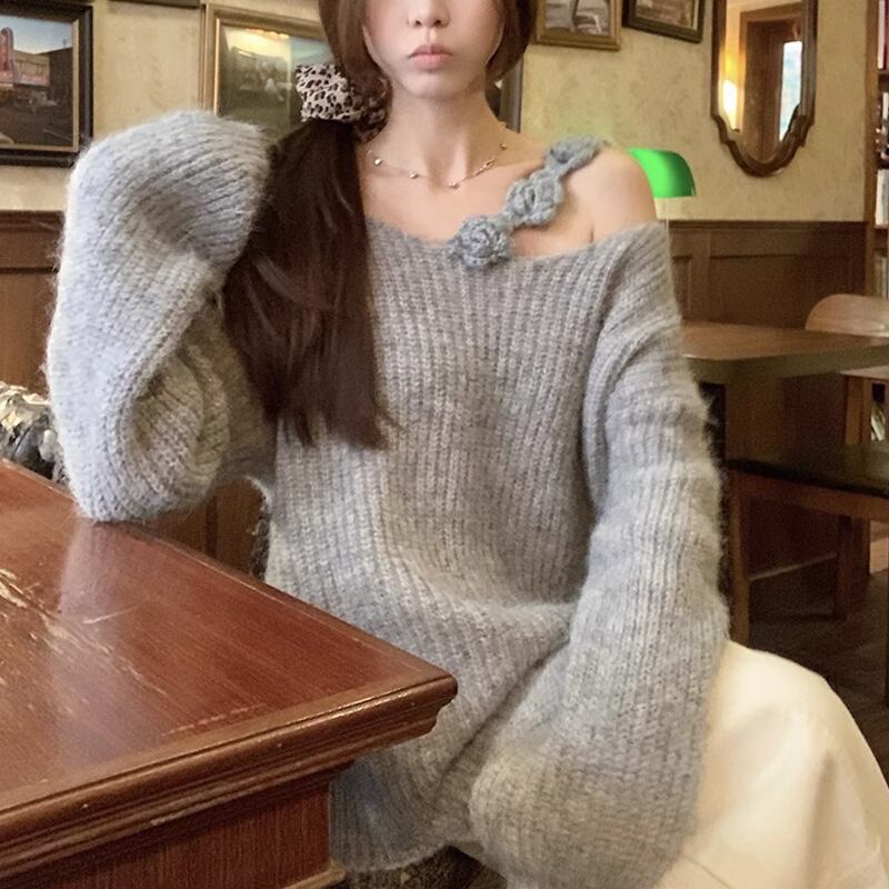 【tops】オフショルダーニットセーター　M27478