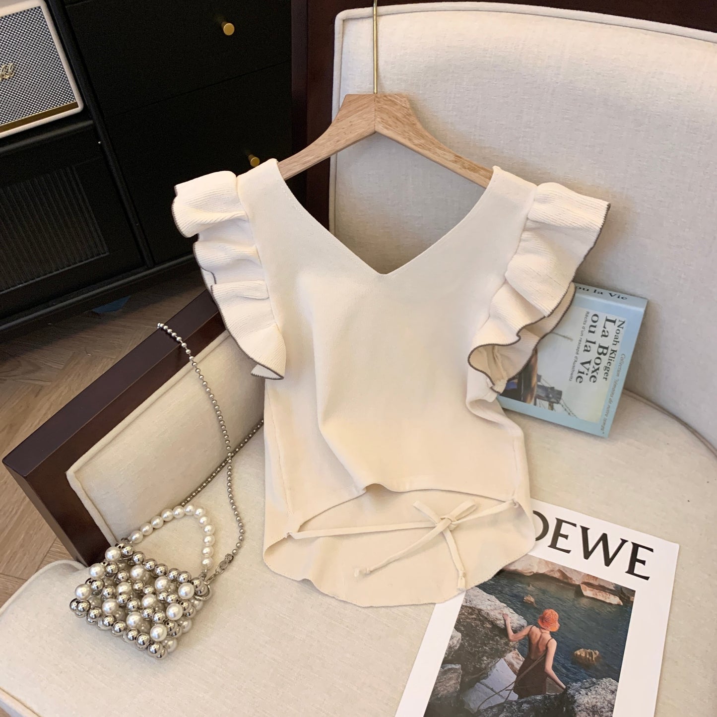 【tops】5色フレンチスリーブニットＴシャツF7442