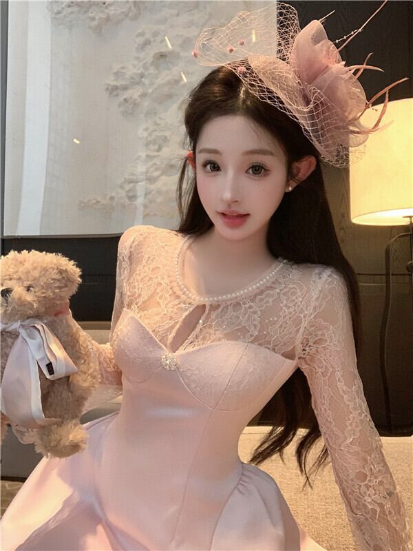 【dress】レース切り替えワンピース　M29629